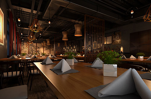 海北简约大气中式风格餐厅设计装修效果图