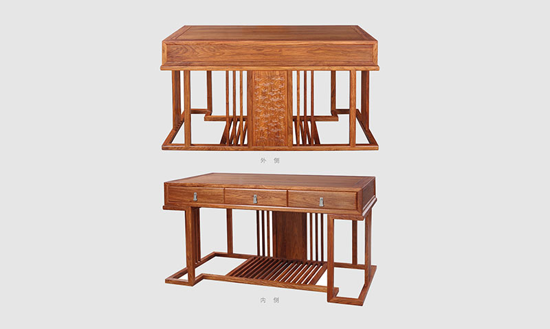 海北 别墅中式家居书房装修实木书桌效果图