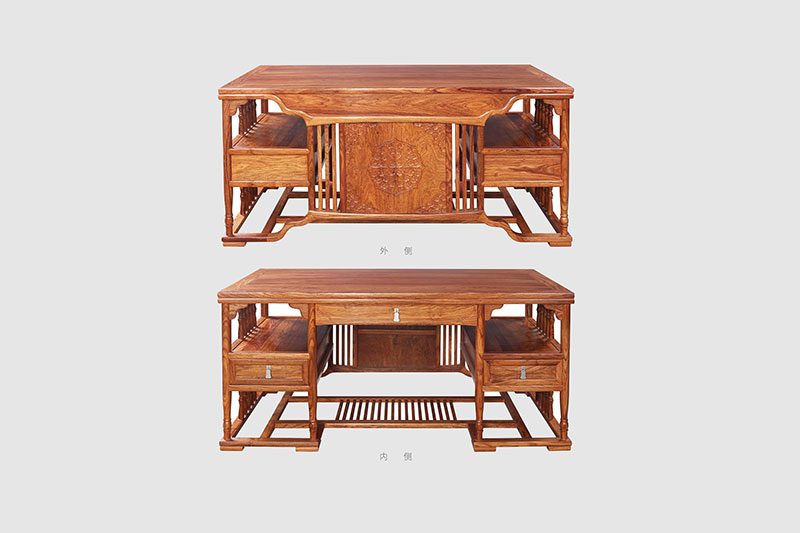 海北中式家居装饰书房桌椅组合家具效果图