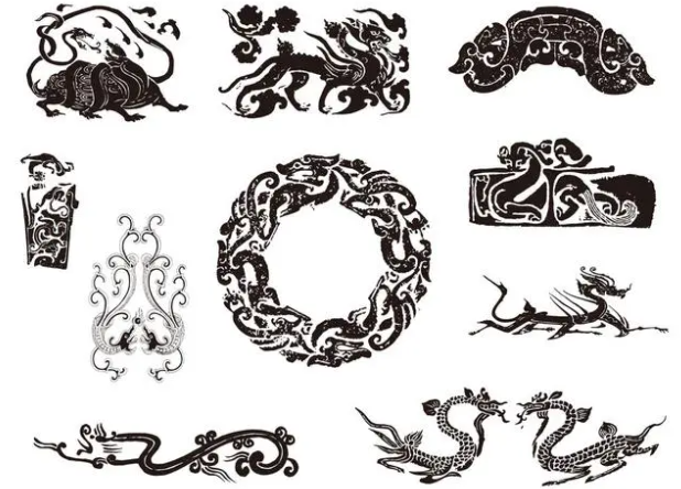海北龙纹和凤纹的中式图案